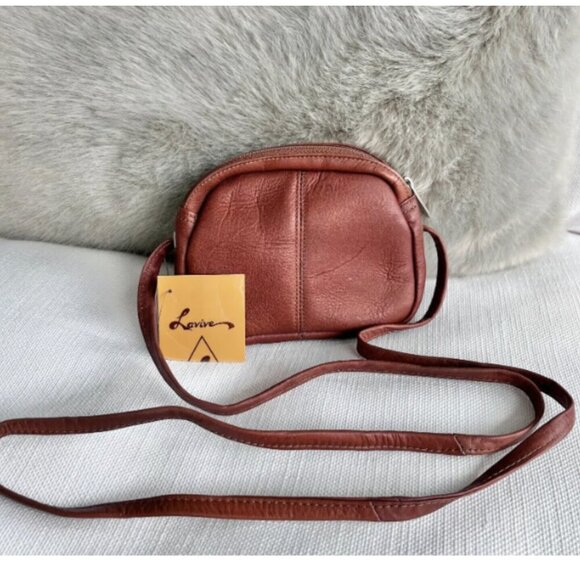 Lavive Colombian Leather Crossbody Small Handbag Cognac Brown Artisan NWT - Picture 1 of 6